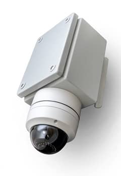 CCTV camera built into IoT smart city system for counting pedestrians, bicycles and vehicles.